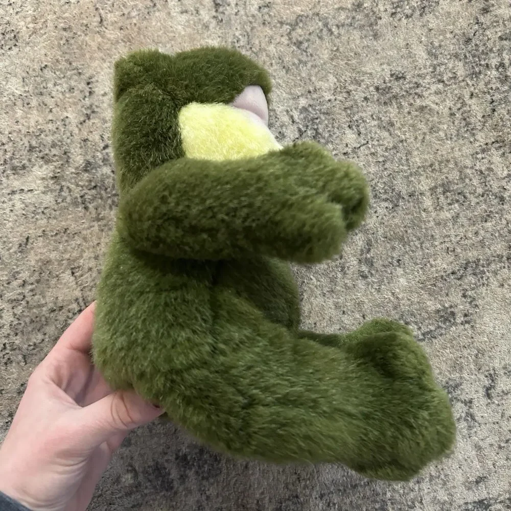 Mary Meyer Vtg 1996 Croaking Wide Mouth Green Frog Plush Stuffed Animal W/ Bow